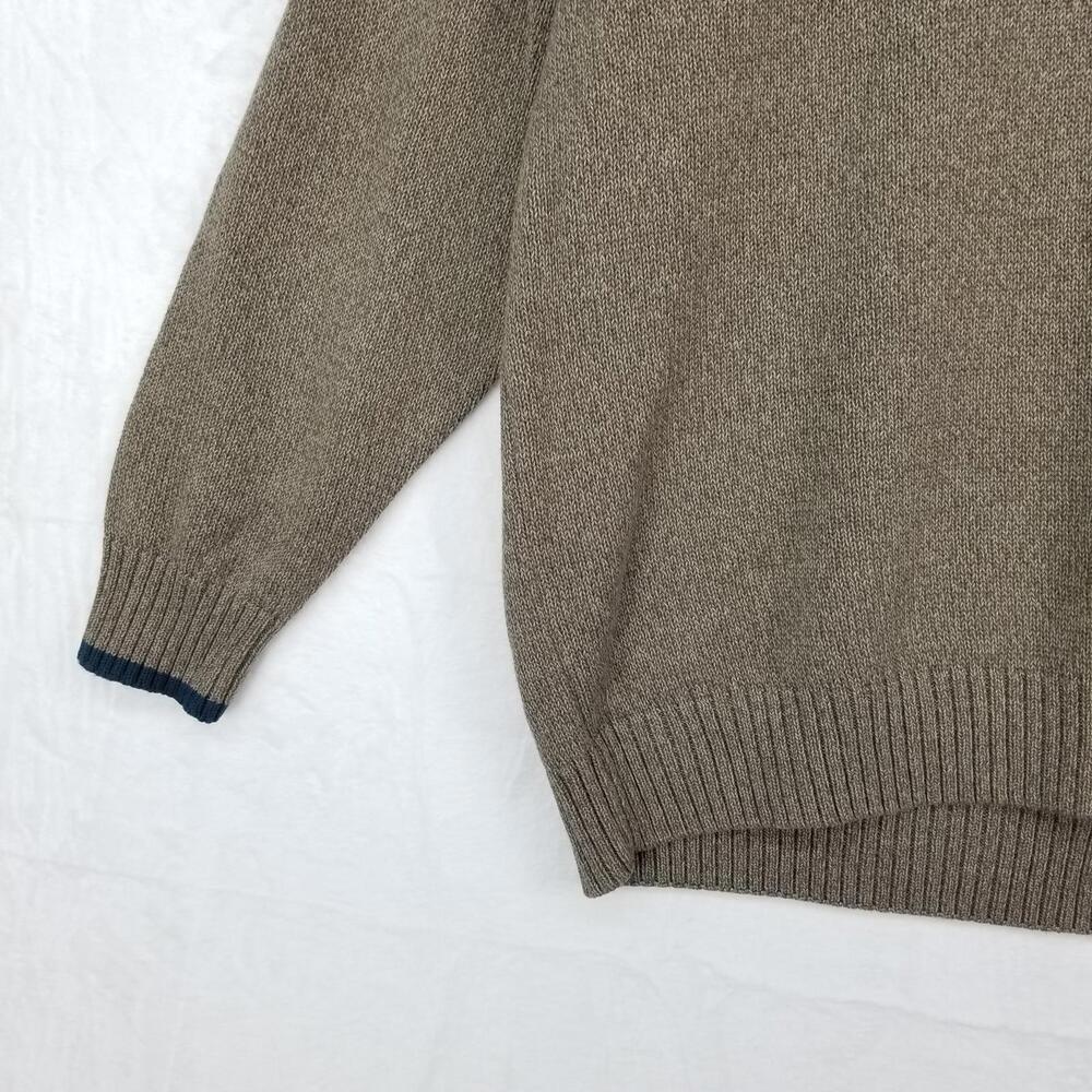 Columbia 1/4 Zip Pullover Sweater Mens XXL Taupe Brown Navy Blue - Picture 4 of 10
